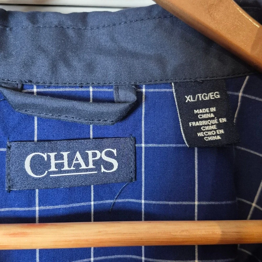 Chaps Men's XL Jacket Navy Blue Zip‎ Front Lightweight Casual Grandpa Harrington